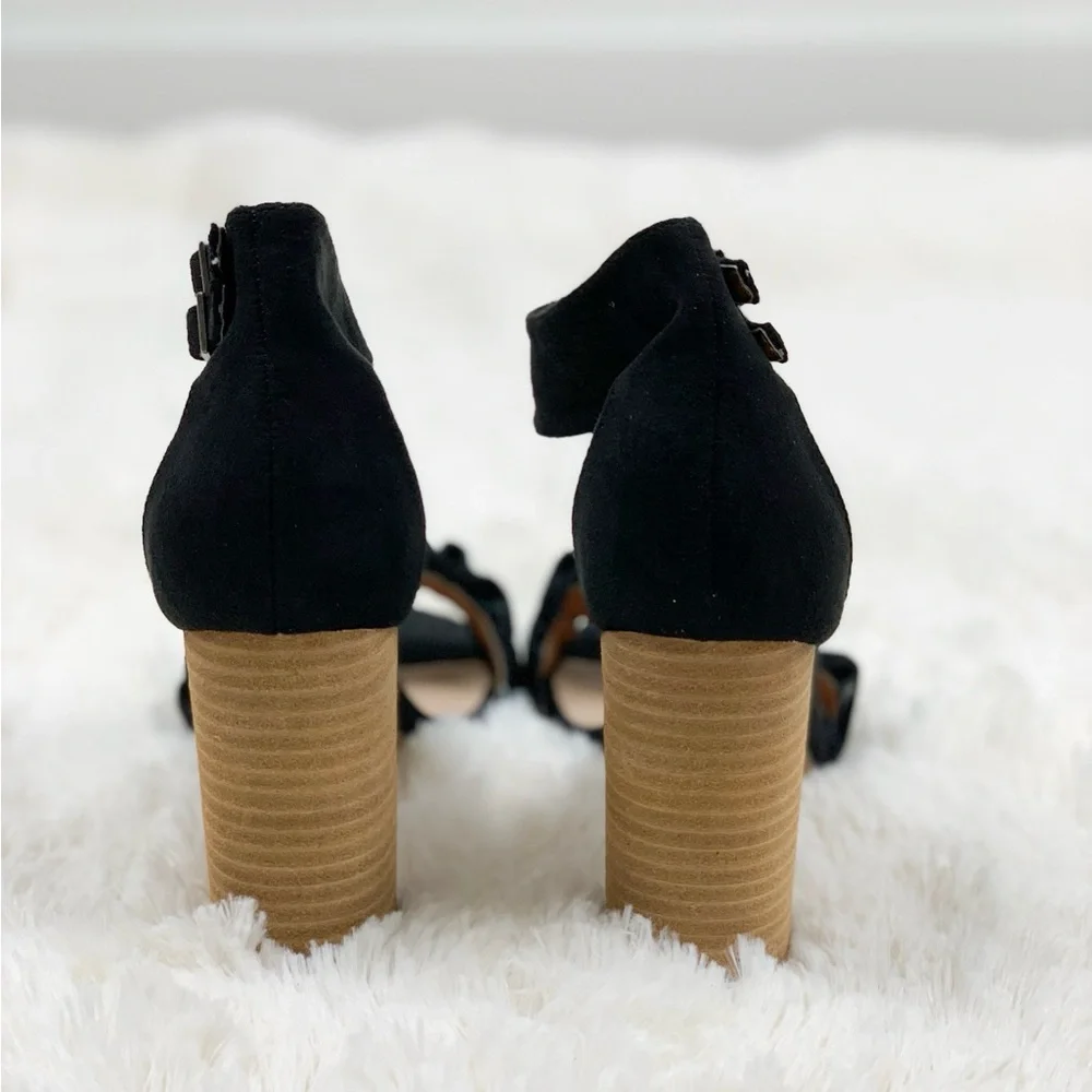 Mi.iM Emmeline Black Ruffle Trim Two Band Heel